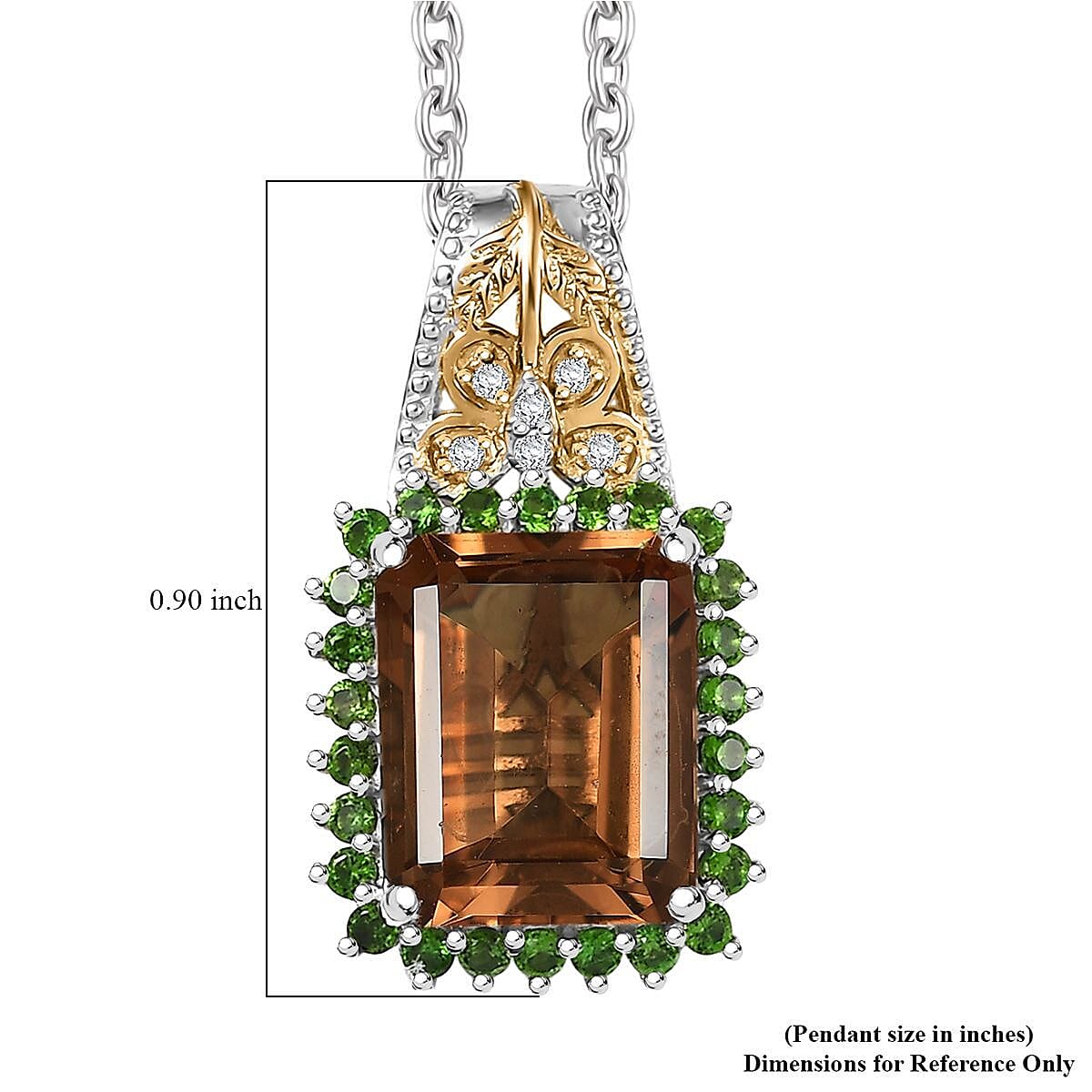 Doorbuster EverTrue Autumn Alexite and Multi Gemstone 4.80 ctw Pendant in 18K YG Plated and Platinum Bond with Stainless Steel Necklace 20 Inches image number 5