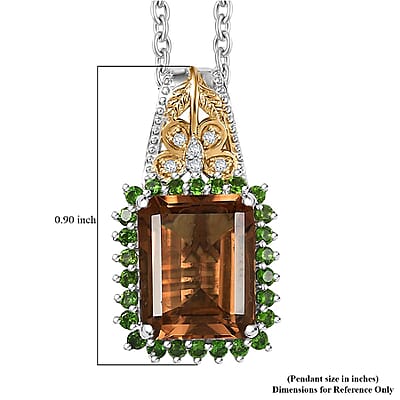 EverTrue Autumn Alexite, Multi Gemstone Pendant in 18K YG Plated and Platinum Bond with Stainless Steel Necklace 4.80 ctw (20 Inches)