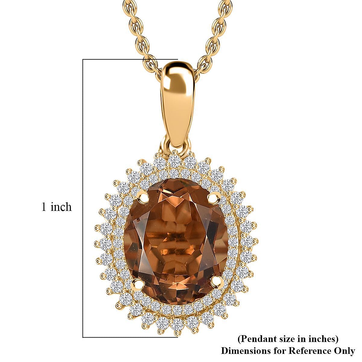 EverTrue Autumn Alexite, White Zircon Pendant in 18K YG Plated with Stainless Steel Necklace 4.00 ctw (20 Inches)