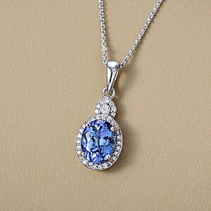 Doorbuster Luxoro AAA Peacock Tanzanite and Diamond I2 2.50 ctw Celestial Halo Pendant Necklace in 10K White Gold 20 Inches