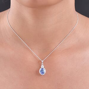 Doorbuster Luxoro AAA Peacock Tanzanite and Diamond I2 2.50 ctw Celestial Halo Pendant Necklace in 10K White Gold 20 Inches