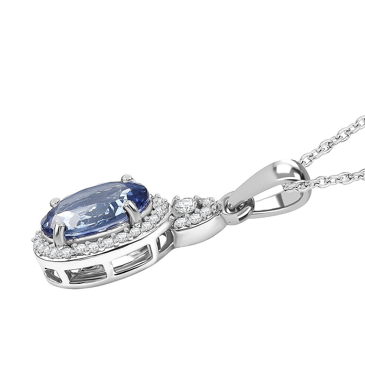 Doorbuster Luxoro AAA Peacock Tanzanite and Diamond I2 2.50 ctw Celestial Halo Pendant Necklace in 10K White Gold 20 Inches image number 3