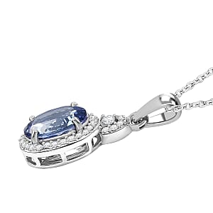 Doorbuster Luxoro AAA Peacock Tanzanite and Diamond I2 2.50 ctw Celestial Halo Pendant Necklace in 10K White Gold 20 Inches