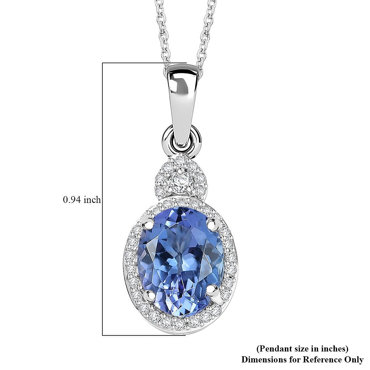 Doorbuster Luxoro AAA Peacock Tanzanite and Diamond I2 2.50 ctw Celestial Halo Pendant Necklace in 10K White Gold 20 Inches image number 5