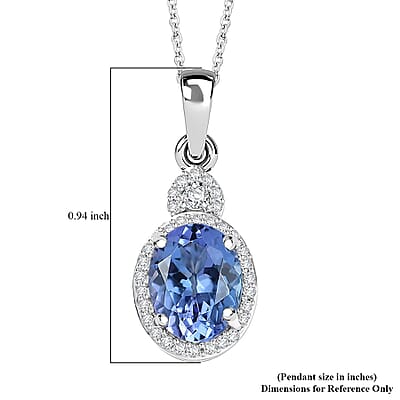 Luxoro AAA Peacock Tanzanite and Diamond I2 2.50 ctw Celestial Halo Pendant Necklace in 10K White Gold 20 Inches
