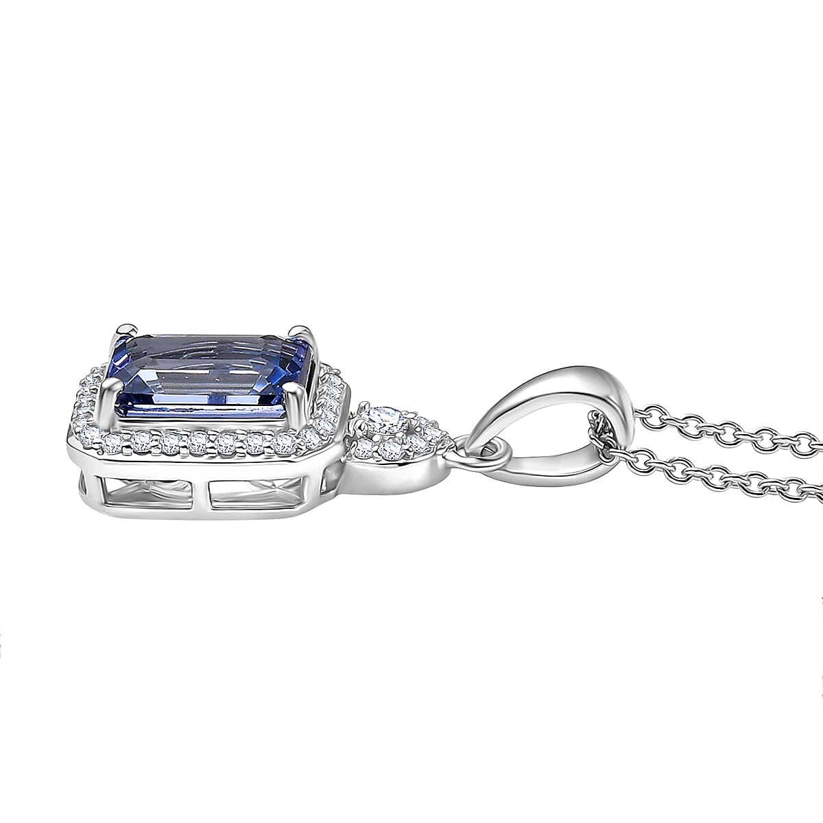 Luxoro AAA Peacock Tanzanite and Diamond I2 2.35 ctw Celestial Halo Pendant Necklace in 10K White Gold 20 Inches image number 3