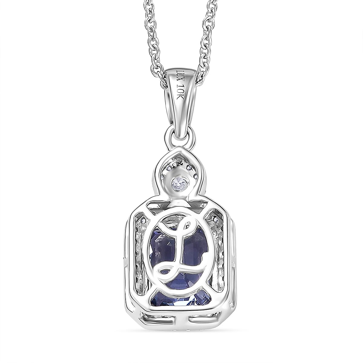Luxoro AAA Peacock Tanzanite and Diamond I2 2.35 ctw Celestial Halo Pendant Necklace in 10K White Gold 20 Inches image number 4