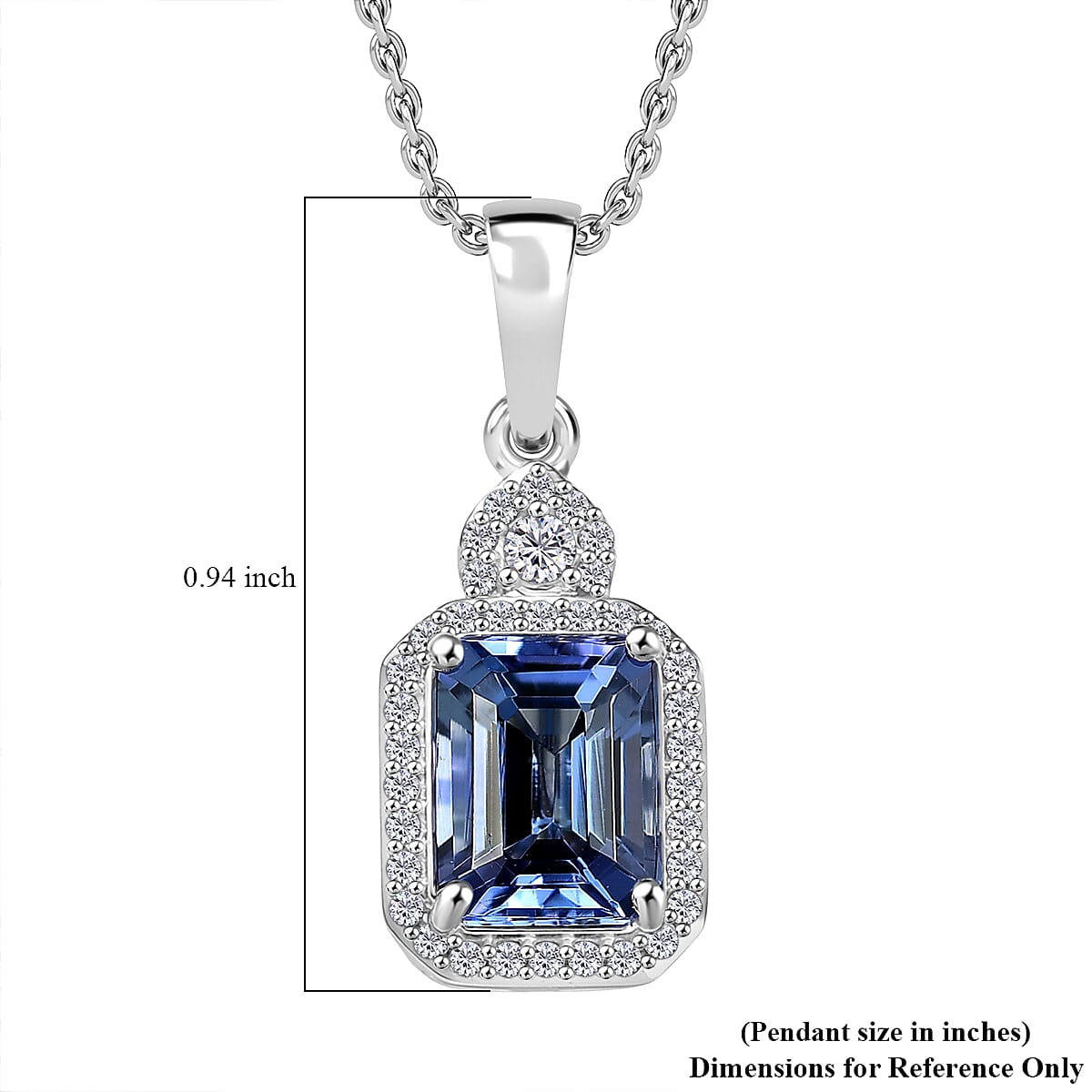 Luxoro AAA Peacock Tanzanite and Diamond I2 2.35 ctw Celestial Halo Pendant Necklace in 10K White Gold 20 Inches image number 5