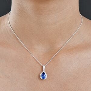 Doorbuster Luxoro AAA Peacock Tanzanite and Diamond I2 2.50 ctw Starburst Halo Pendant Necklace in 10K White Gold 20 Inches