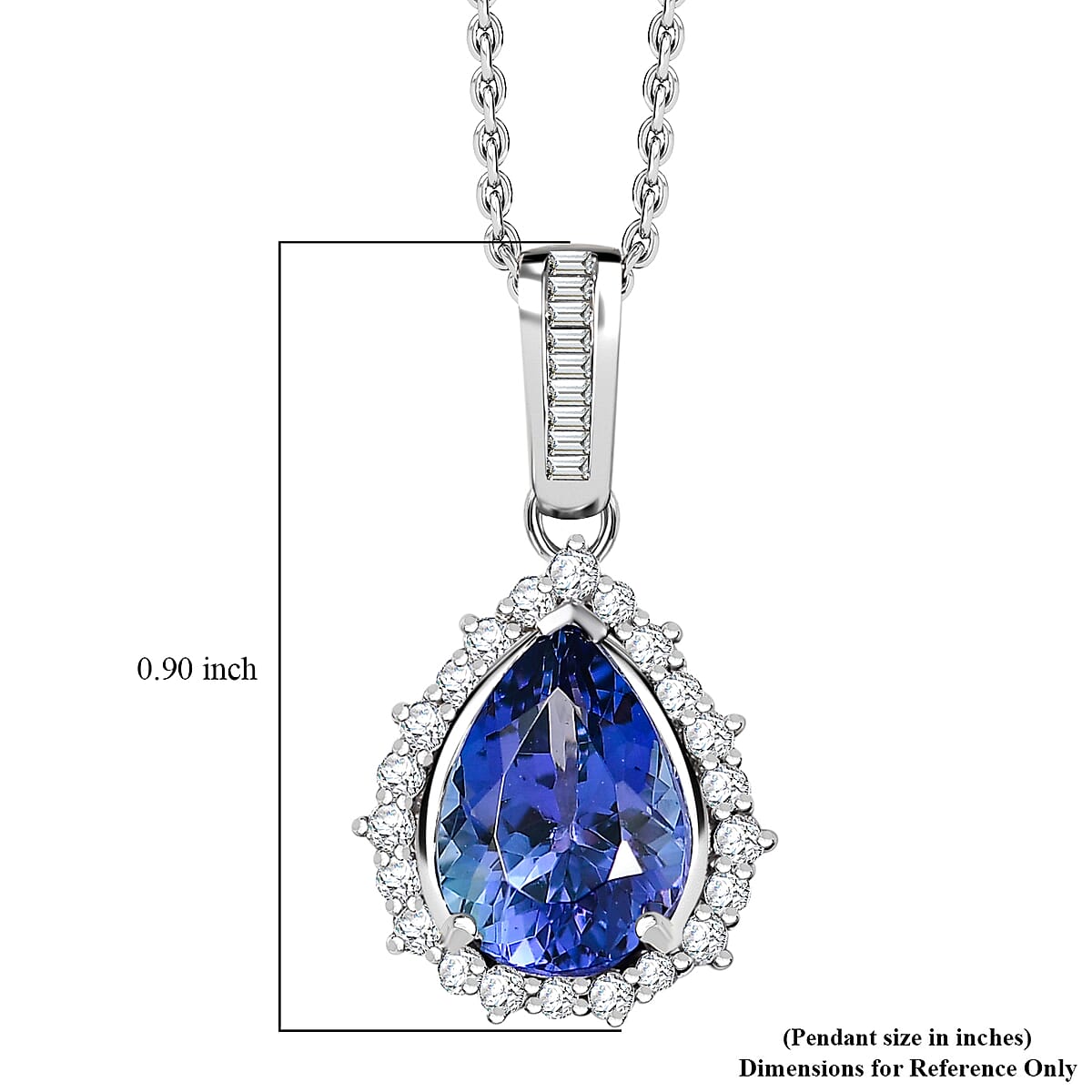 Doorbuster Luxoro AAA Peacock Tanzanite and Diamond I2 2.50 ctw Starburst Halo Pendant Necklace in 10K White Gold 20 Inches image number 5