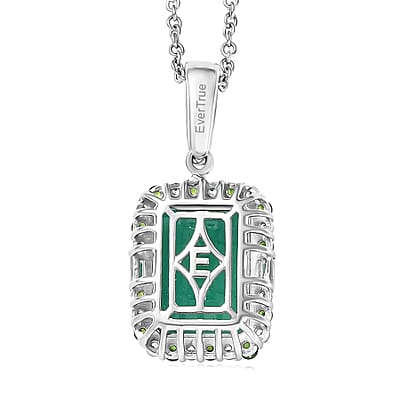 EverTrue Verde Onyx and Multi Gemstone 7.90 ctw Garden Mosaic Pendant in Platinum Bond with Stainless Steel Necklace 20 Inches