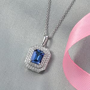Doorbuster Luxoro AAA Peacock Tanzanite and Diamond I2 2.00 ctw Twilight Grace Pendant Necklace in 10K White Gold 4.25 Grams 20 Inches