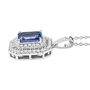 Doorbuster Luxoro AAA Peacock Tanzanite and Diamond I2 2.00 ctw Twilight Grace Pendant Necklace in 10K White Gold 4.25 Grams 20 Inches