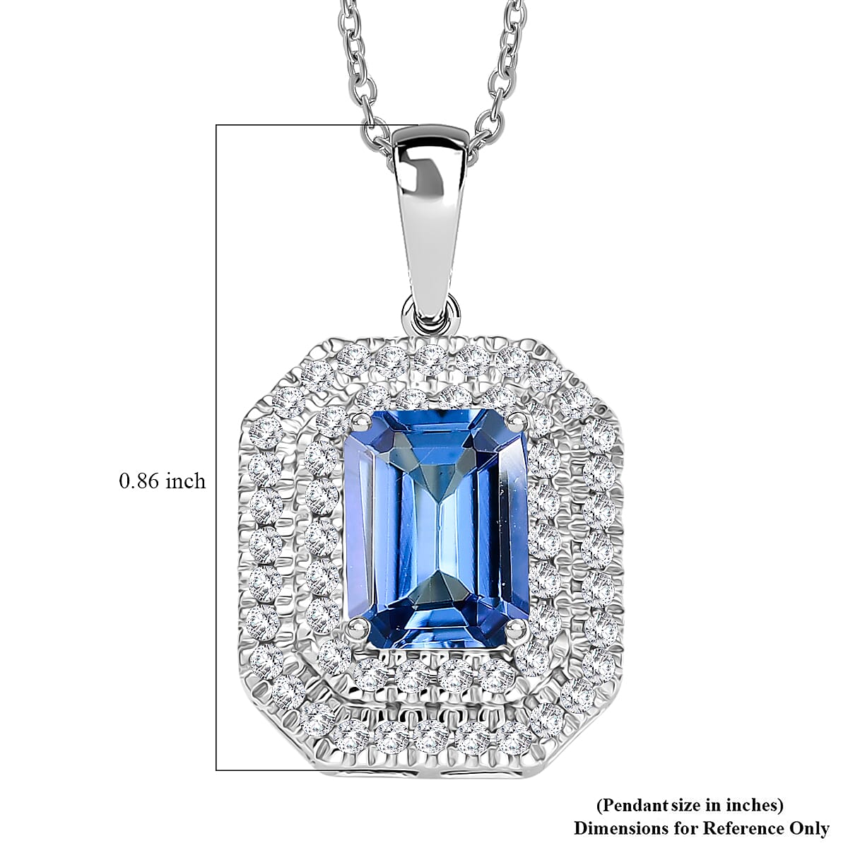 Doorbuster Luxoro AAA Peacock Tanzanite and Diamond I2 2.00 ctw Twilight Grace Pendant Necklace in 10K White Gold 4.25 Grams 20 Inches image number 5