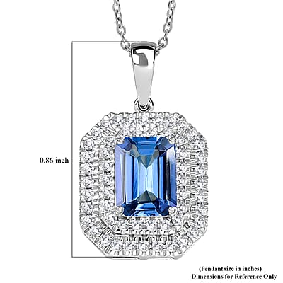 Luxoro AAA Peacock Tanzanite and Diamond I2 2.00 ctw Twilight Grace Pendant Necklace in 10K White Gold 4.25 Grams 20 Inches