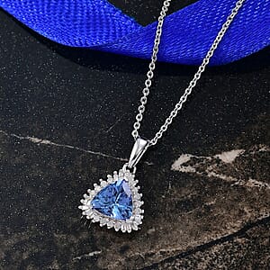 D'Joy Premium Peacock Tanzanite and Diamond 1.35 ctw Starburst Pendant Necklace in Rhodium Over Sterling Silver 20 Inches