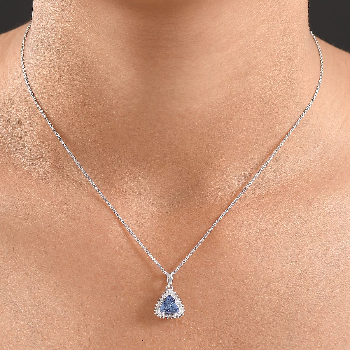 D'Joy Premium Peacock Tanzanite and Diamond 1.35 ctw Starburst Pendant Necklace in Rhodium Over Sterling Silver 20 Inches image number 2