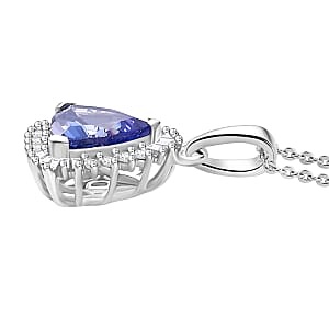 D'Joy Premium Peacock Tanzanite and Diamond 1.35 ctw Starburst Pendant Necklace in Rhodium Over Sterling Silver 20 Inches