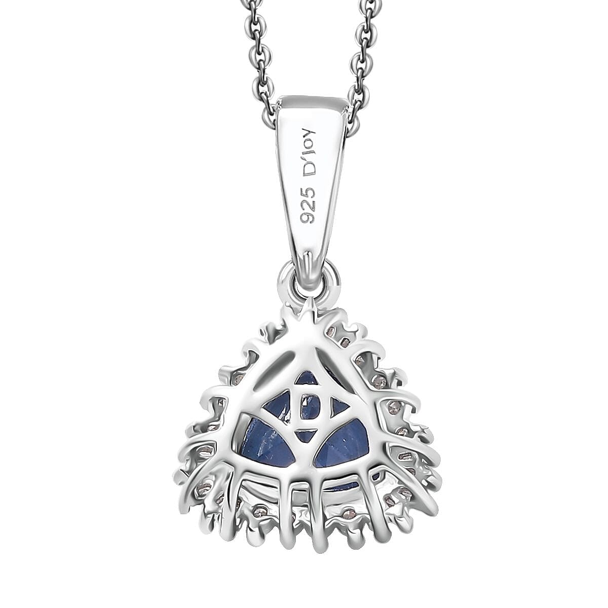 D'Joy Premium Peacock Tanzanite and Diamond 1.35 ctw Starburst Pendant Necklace in Rhodium Over Sterling Silver 20 Inches