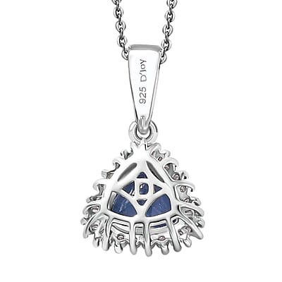 D'Joy Premium Peacock Tanzanite and Diamond 1.35 ctw Starburst Pendant Necklace in Rhodium Over Sterling Silver 20 Inches