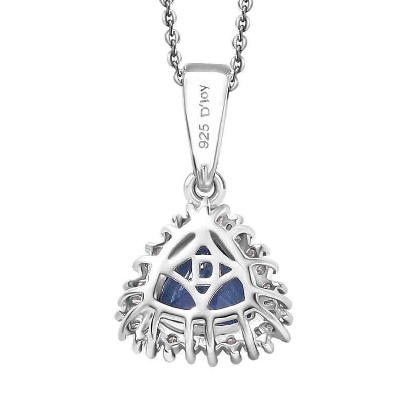 Doorbuster D'Joy Premium Peacock Tanzanite and Diamond 1.35 ctw Starburst Pendant Necklace in Rhodium Over Sterling Silver 20 Inches