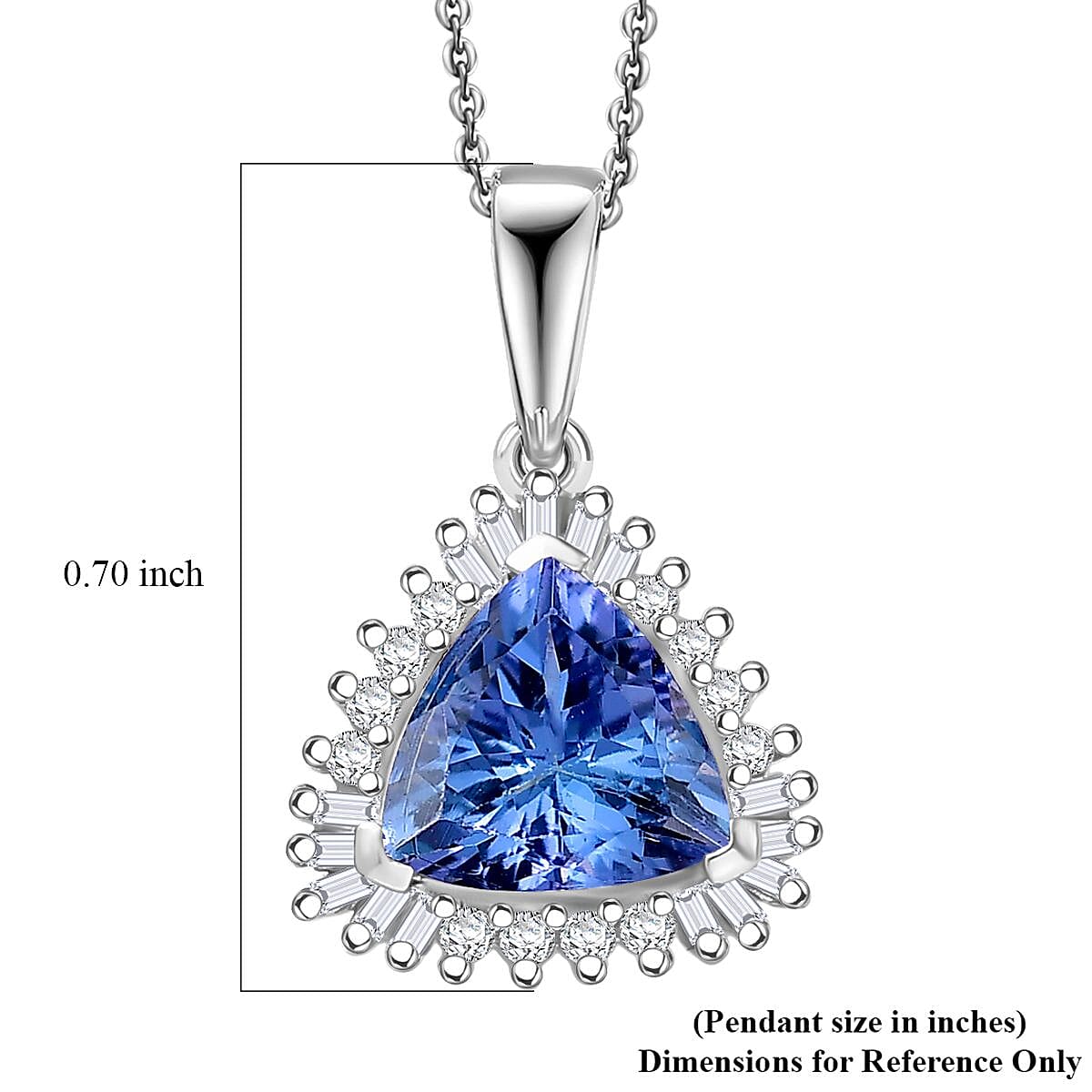 D'Joy Premium Peacock Tanzanite and Diamond 1.35 ctw Starburst Pendant Necklace in Rhodium Over Sterling Silver 20 Inches