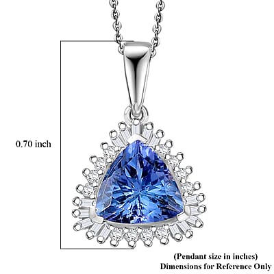 D'Joy Premium Peacock Tanzanite and Diamond 1.35 ctw Starburst Pendant Necklace in Rhodium Over Sterling Silver 20 Inches