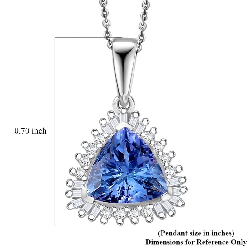 Doorbuster D'Joy Premium Peacock Tanzanite and Diamond 1.35 ctw Starburst Pendant Necklace in Rhodium Over Sterling Silver 20 Inches