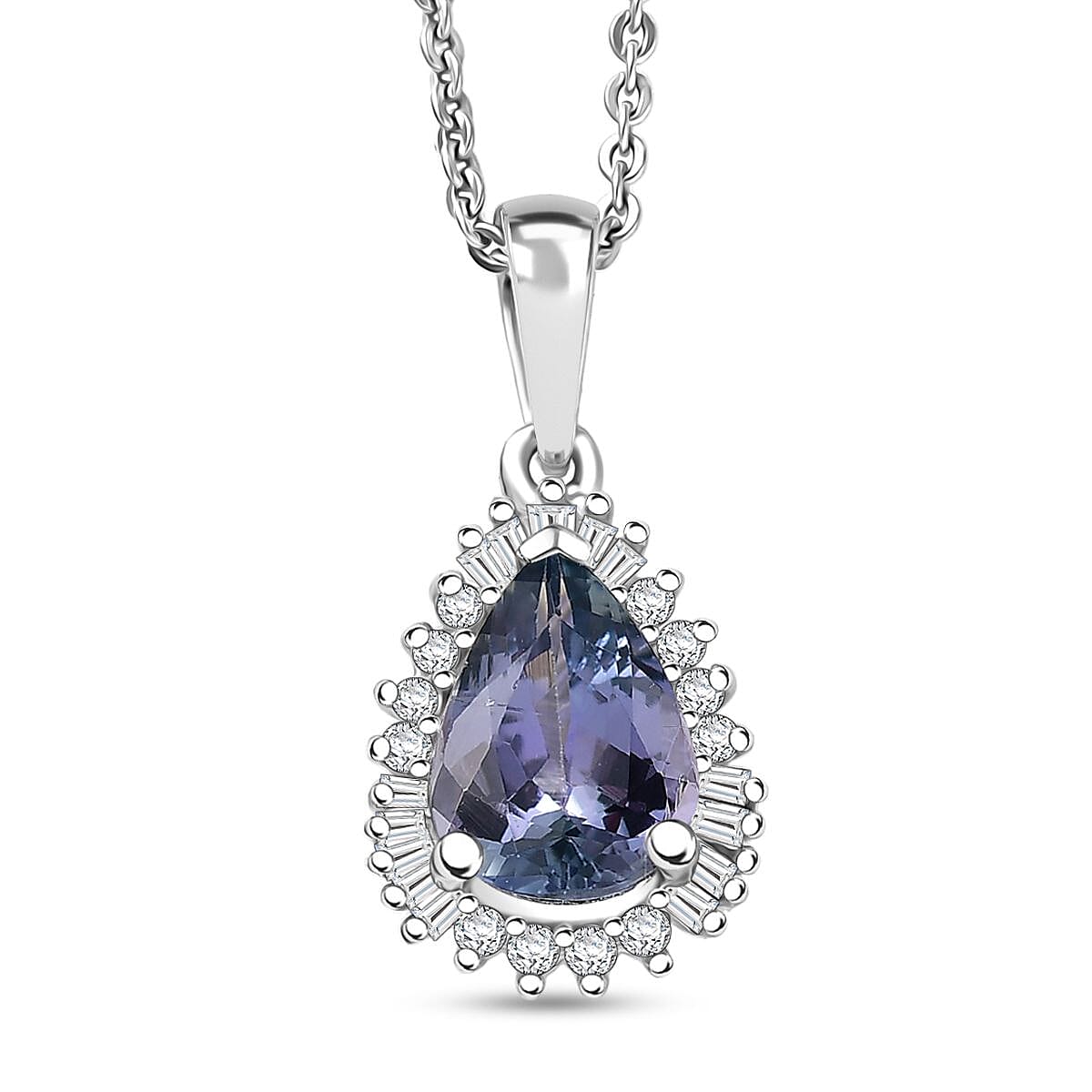 D'Joy Premium Peacock Tanzanite and Diamond 1.35 ctw Starburst Pendant Necklace in Rhodium Over Sterling Silver 20 Inches image number 0