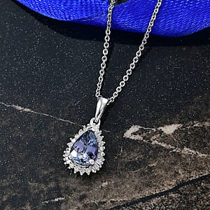 D'Joy Premium Peacock Tanzanite and Diamond 1.35 ctw Starburst Pendant Necklace in Rhodium Over Sterling Silver 20 Inches