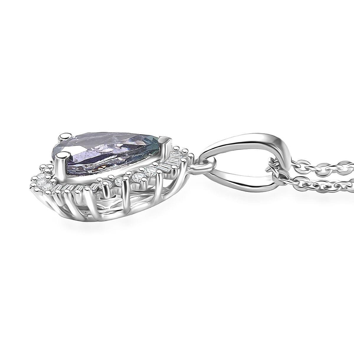 D'Joy Premium Peacock Tanzanite and Diamond 1.35 ctw Starburst Pendant Necklace in Rhodium Over Sterling Silver 20 Inches image number 3