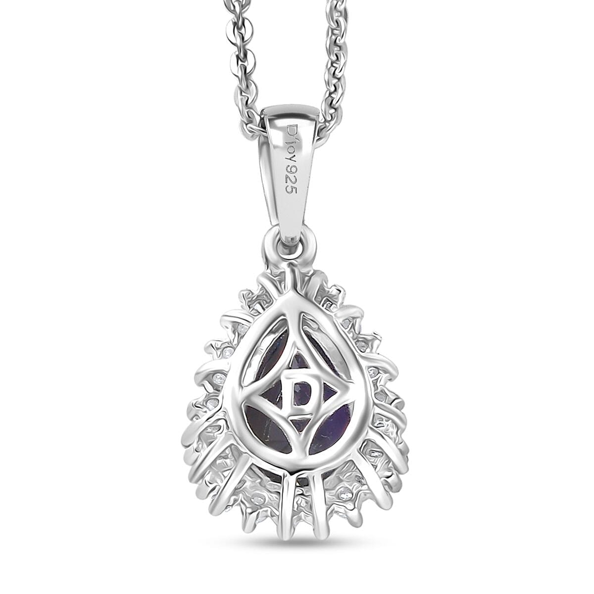 D'Joy Premium Peacock Tanzanite and Diamond 1.35 ctw Starburst Pendant Necklace in Rhodium Over Sterling Silver 20 Inches image number 4