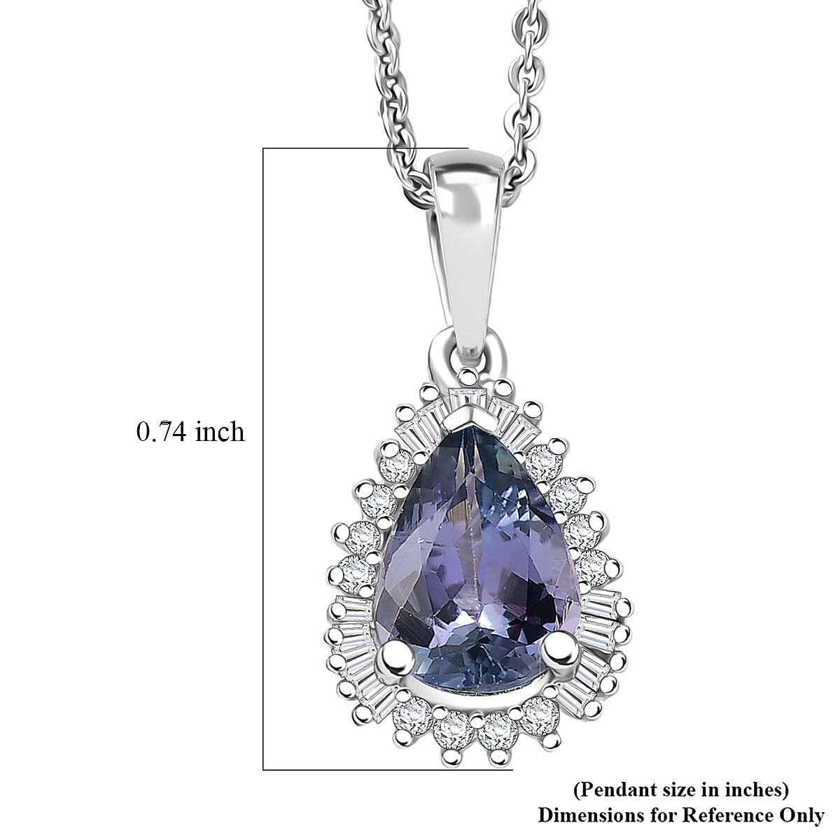 D'Joy Premium Peacock Tanzanite and Diamond 1.35 ctw Starburst Pendant Necklace in Rhodium Over Sterling Silver 20 Inches image number 6