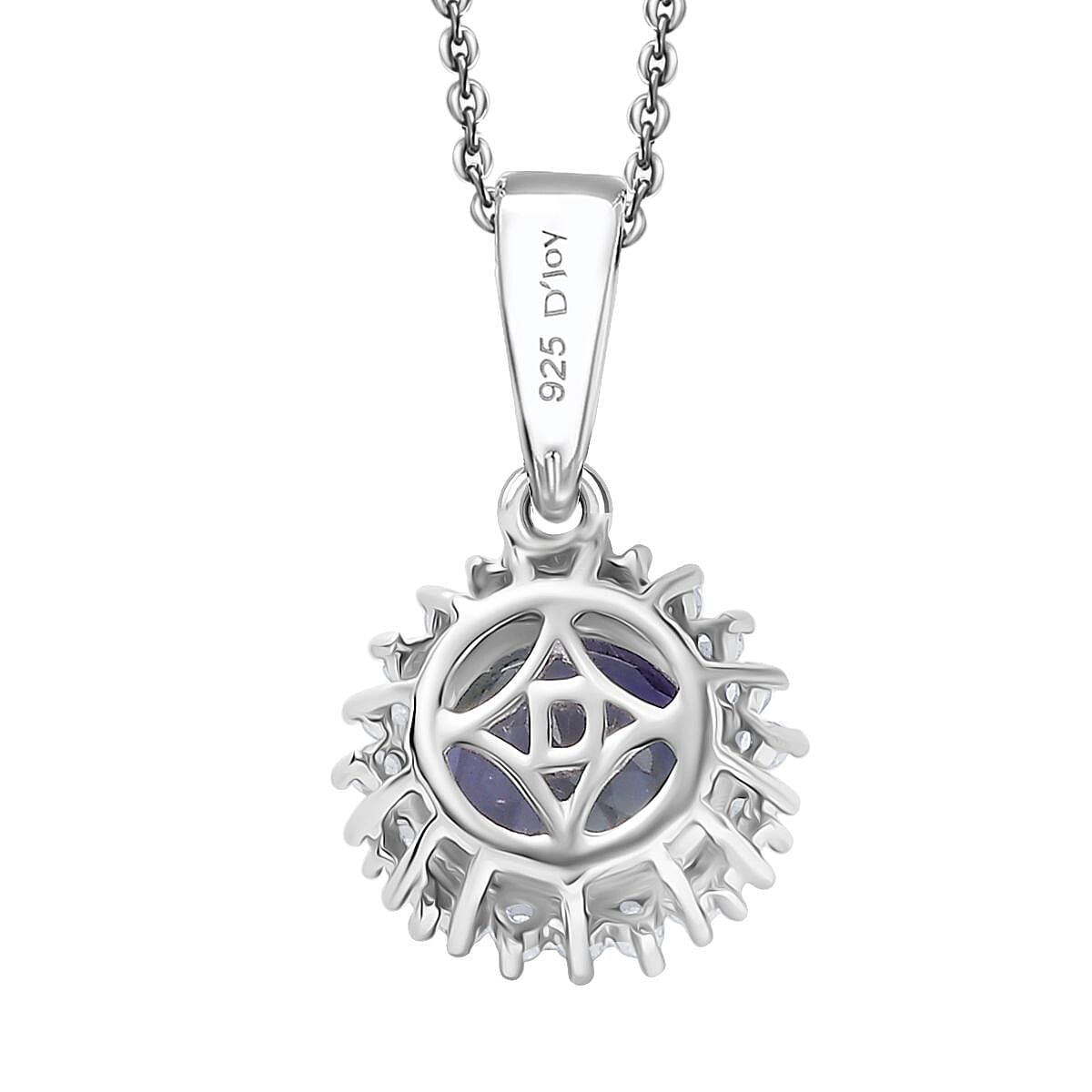 D'Joy Premium Peacock Tanzanite and Diamond 1.35 ctw Starburst Pendant Necklace in Rhodium Over Sterling Silver 20 Inches image number 4