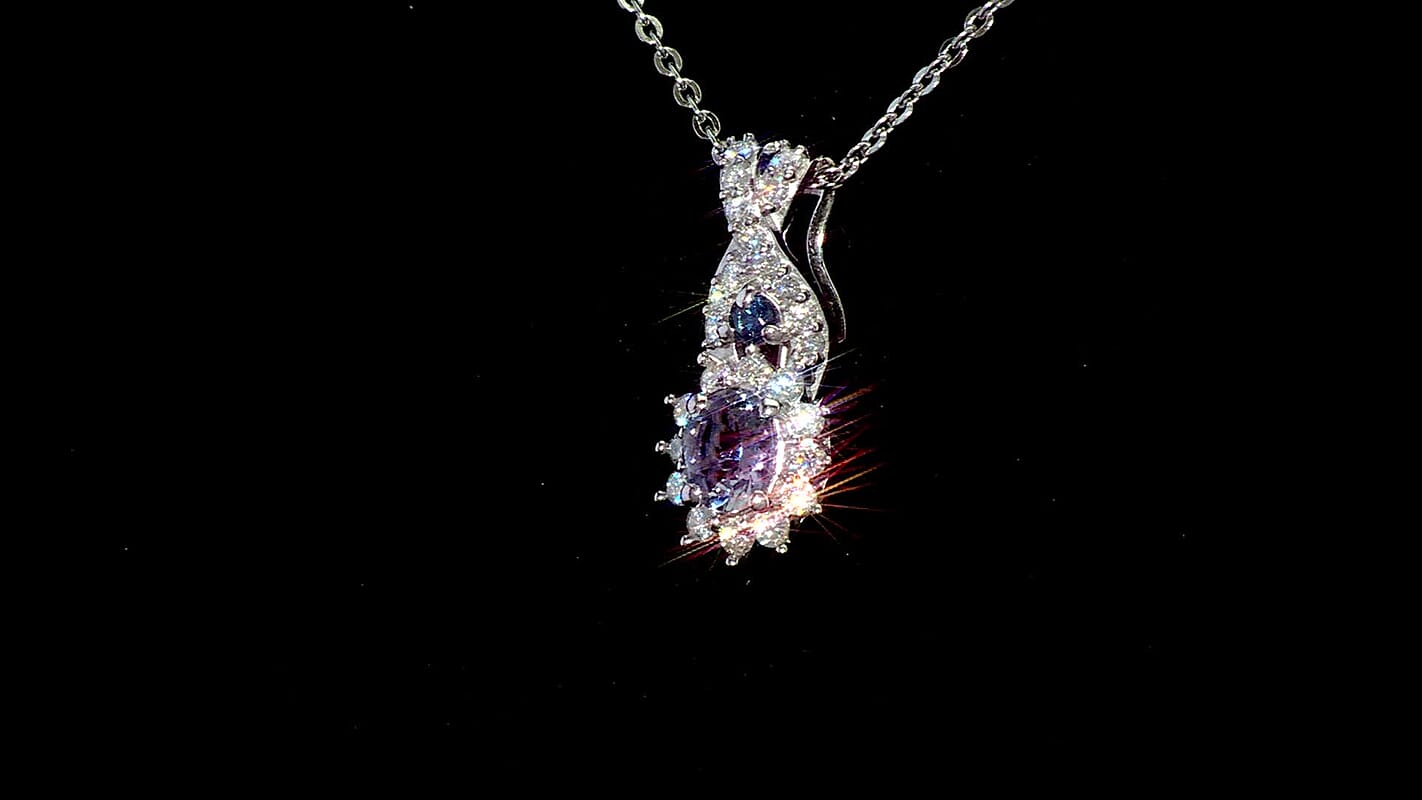 D'Joy Peacock Tanzanite and Multi Gemsotne 0.65 ctw Sunburst Pendant Necklace in Rhodium Over Sterling Silver 20 Inches