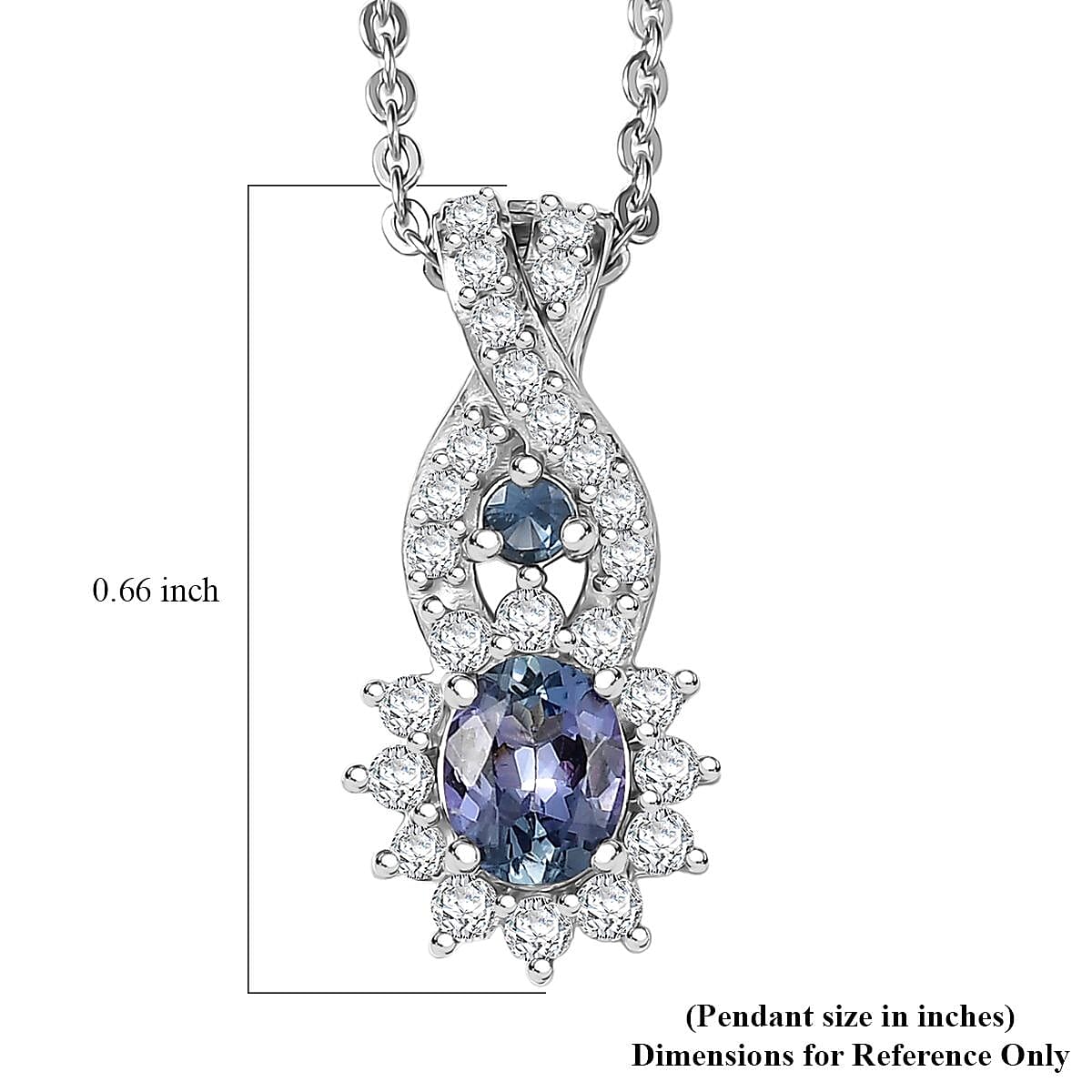 D'Joy Peacock Tanzanite and Multi Gemsotne 0.65 ctw Sunburst Pendant Necklace in Rhodium Over Sterling Silver 20 Inches image number 6