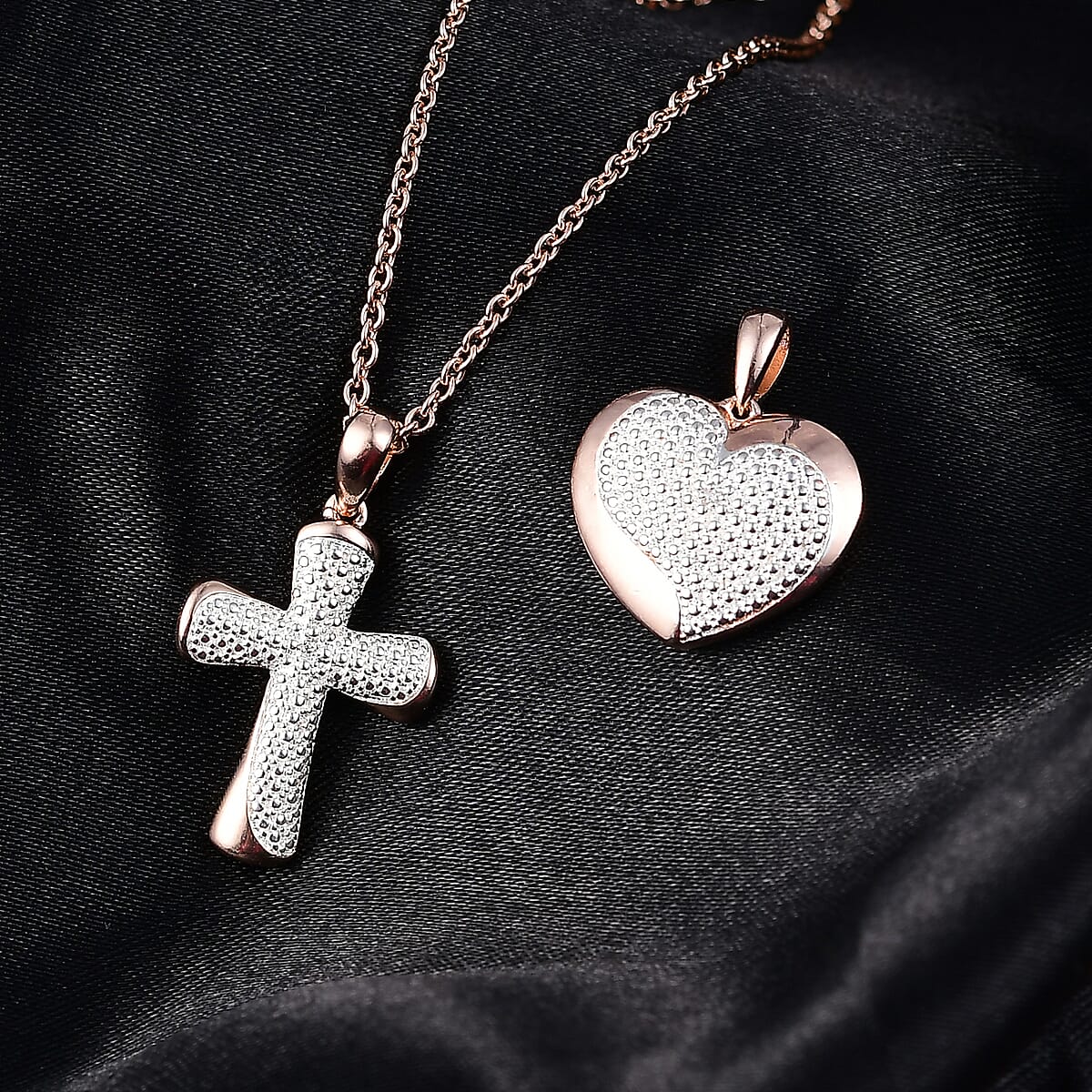 Doorbuster EverTrue Lab Grown Diamond G-H SI Pendant in 18K Rose Gold Plated with ION Plated RG Stainless Steel Necklace 20 Inches image number 1