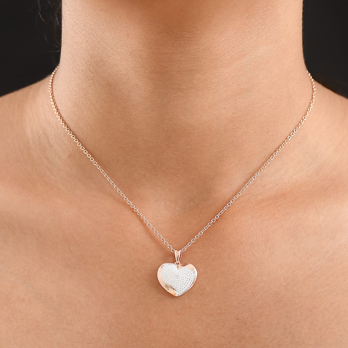 Doorbuster EverTrue Lab Grown Diamond G-H SI Pendant in 18K Rose Gold Plated with ION Plated RG Stainless Steel Necklace 20 Inches image number 2