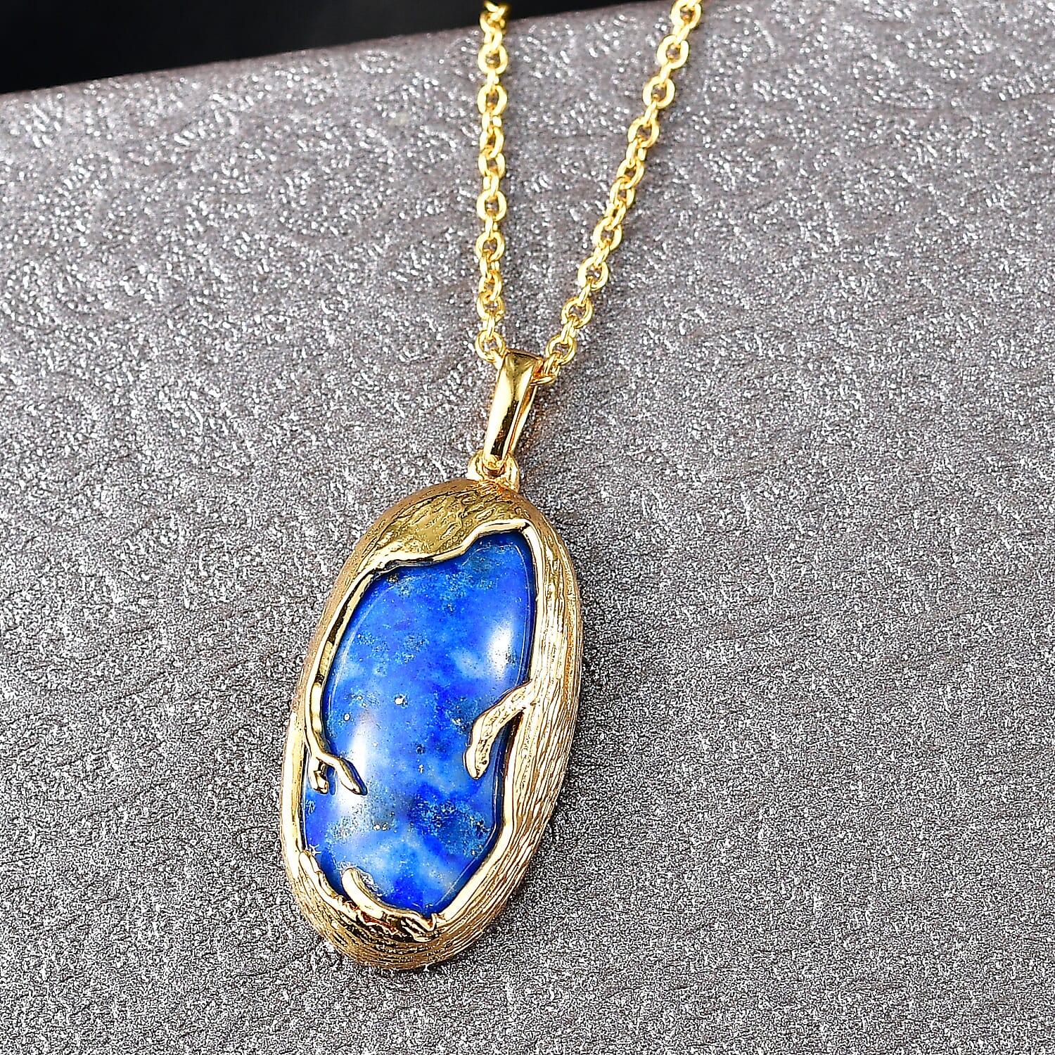 EverTrue Lapis Lagoon 20.00 ctw Pendant in 18K YG Plated with ION Plated YG Stainless Steel (20 Inches)
