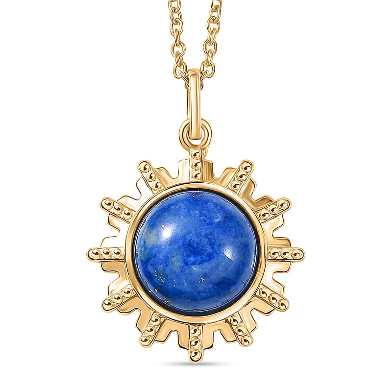 EverTrue Lapis Lagoon 7.75 ctw Pendant in 18K YG Plated with ION Plated YG Stainless Steel (20 Inches)