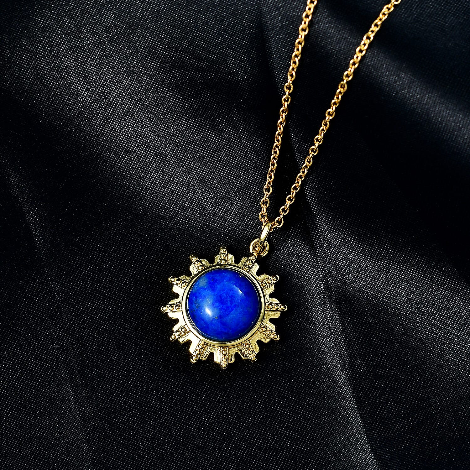 EverTrue Lapis Lagoon 7.75 ctw Pendant in 18K YG Plated with ION Plated YG Stainless Steel (20 Inches)