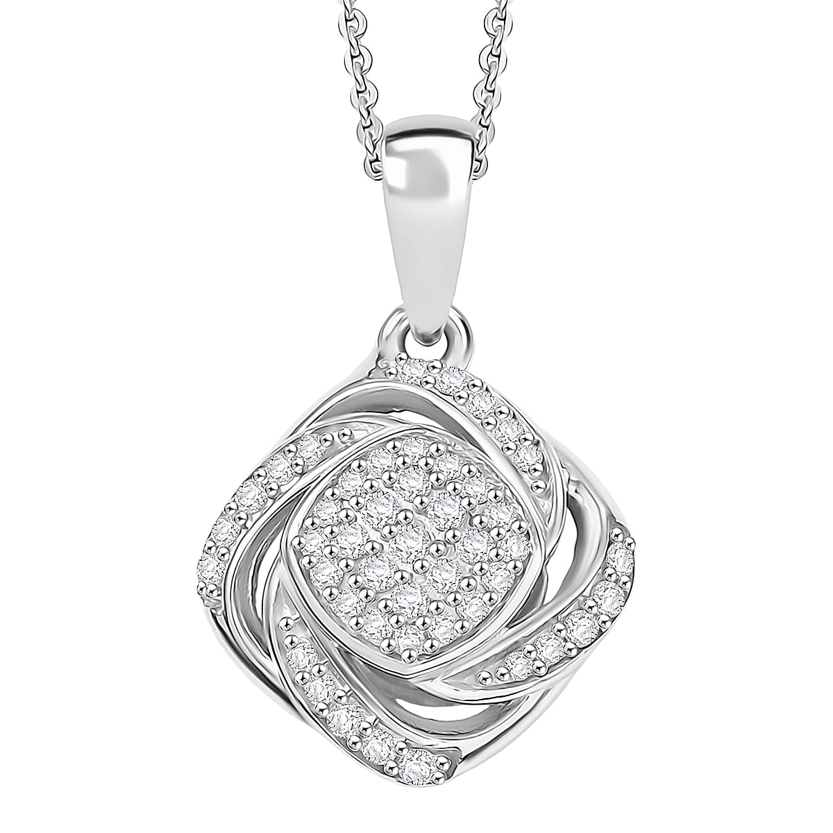 GP Celestial Dream Collection Diamond 0.25 ctw Pendant Necklace in Rhodium Over Sterling Silver 20 Inches image number 0