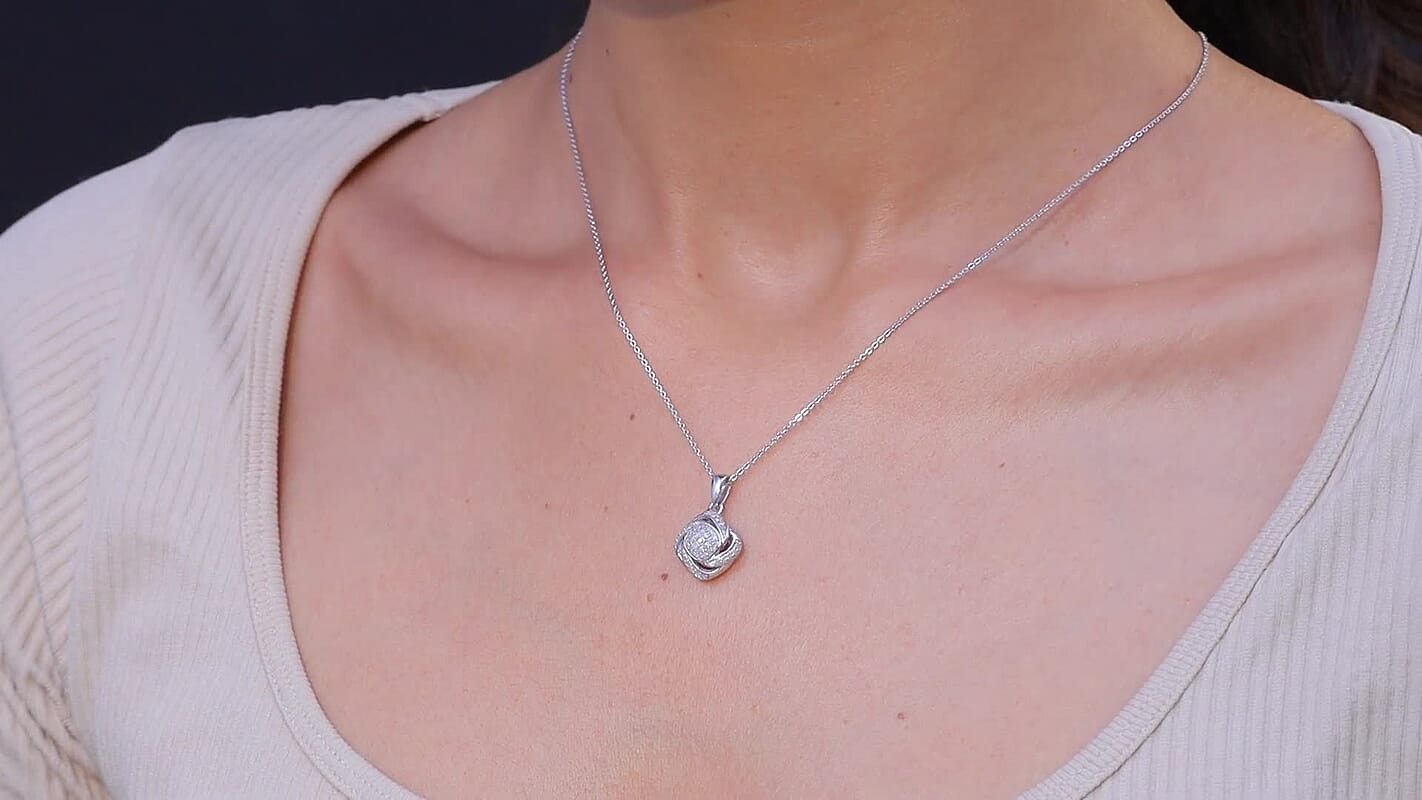 GP Celestial Dream Collection Diamond Pendant Necklace (20 Inches) in Rhodium Over Sterling Silver 0.25 ctw