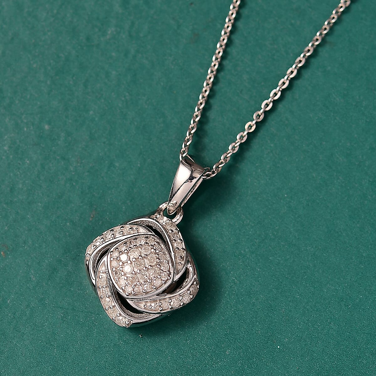 GP Celestial Dream Collection Diamond 0.25 ctw Pendant Necklace in Rhodium Over Sterling Silver 20 Inches image number 1