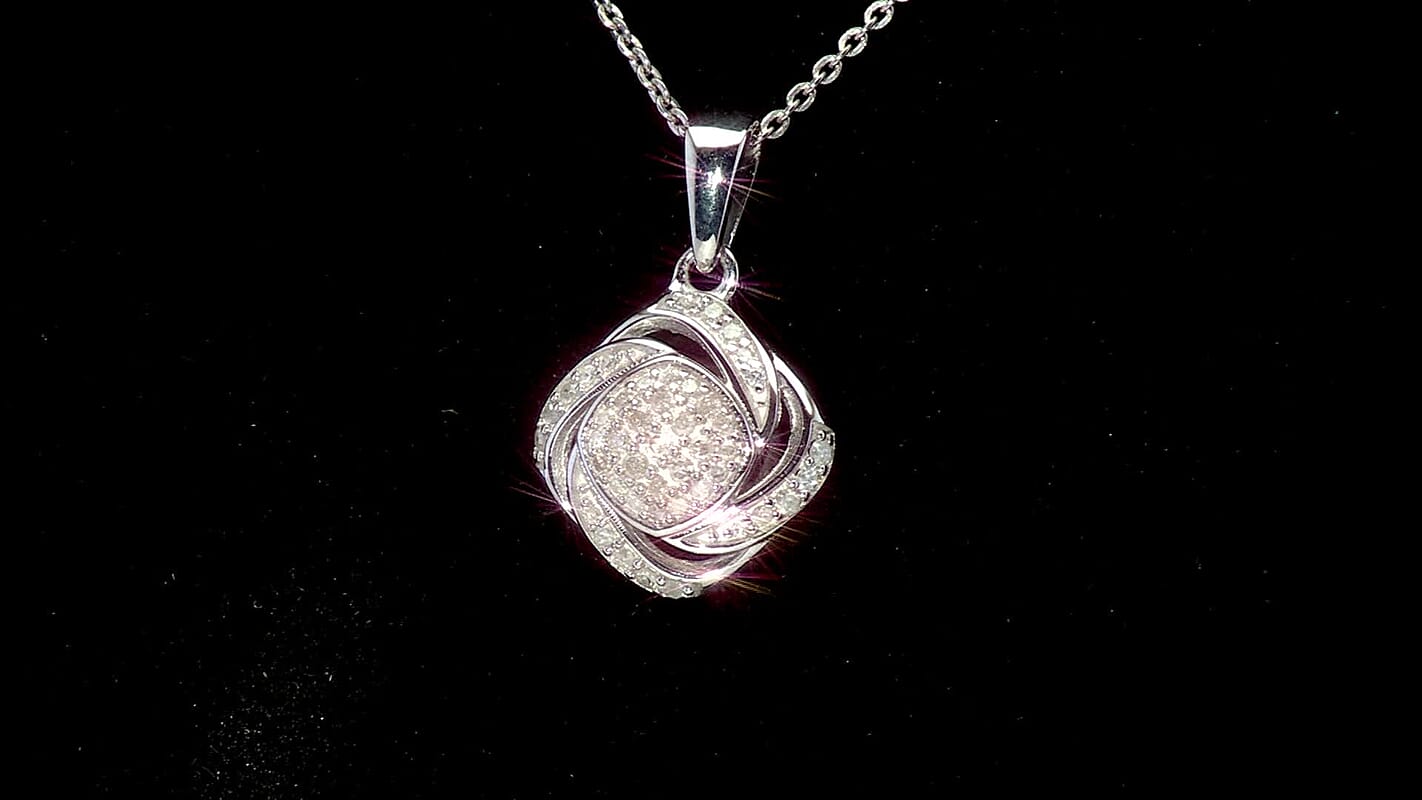 GP Celestial Dream Collection Diamond Pendant Necklace (20 Inches) in Rhodium Over Sterling Silver 0.25 ctw