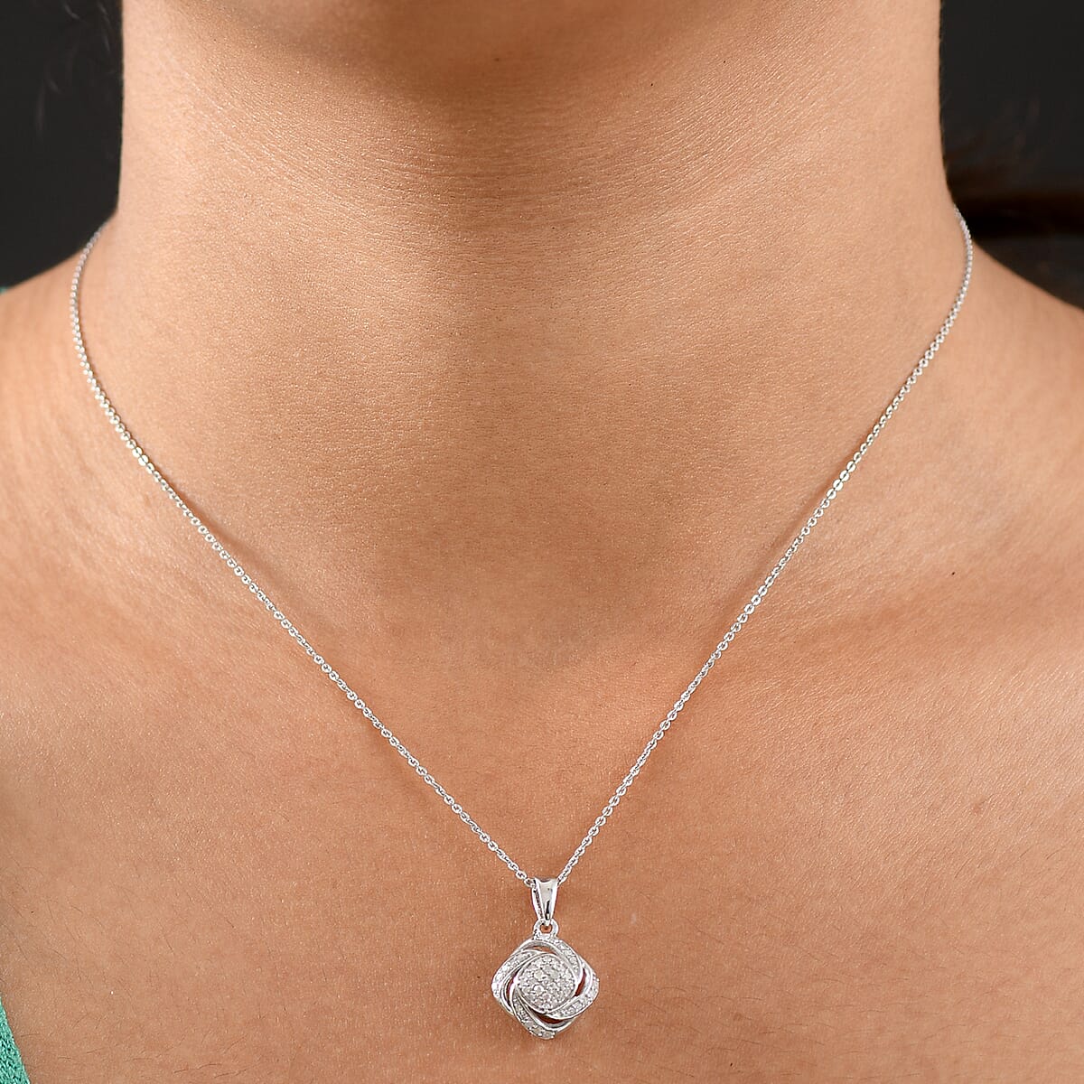 GP Celestial Dream Collection Diamond 0.25 ctw Pendant Necklace in Rhodium Over Sterling Silver 20 Inches image number 2