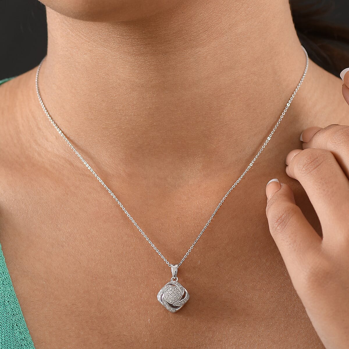 GP Celestial Dream Collection Diamond 0.25 ctw Pendant Necklace in Rhodium Over Sterling Silver 20 Inches image number 3