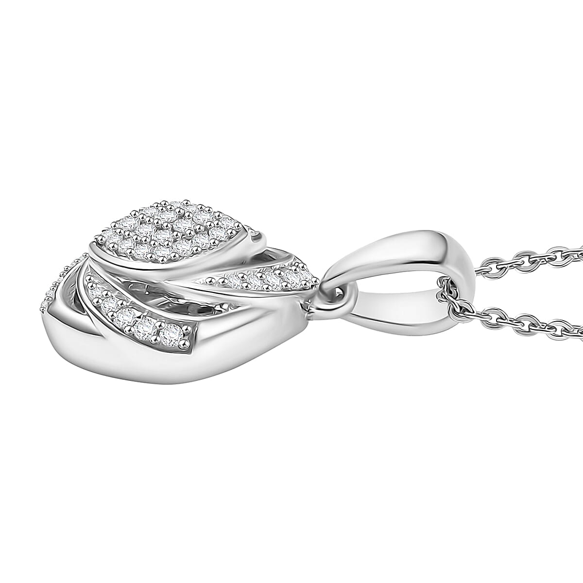 GP Celestial Dream Collection Diamond 0.25 ctw Pendant Necklace in Rhodium Over Sterling Silver 20 Inches image number 4