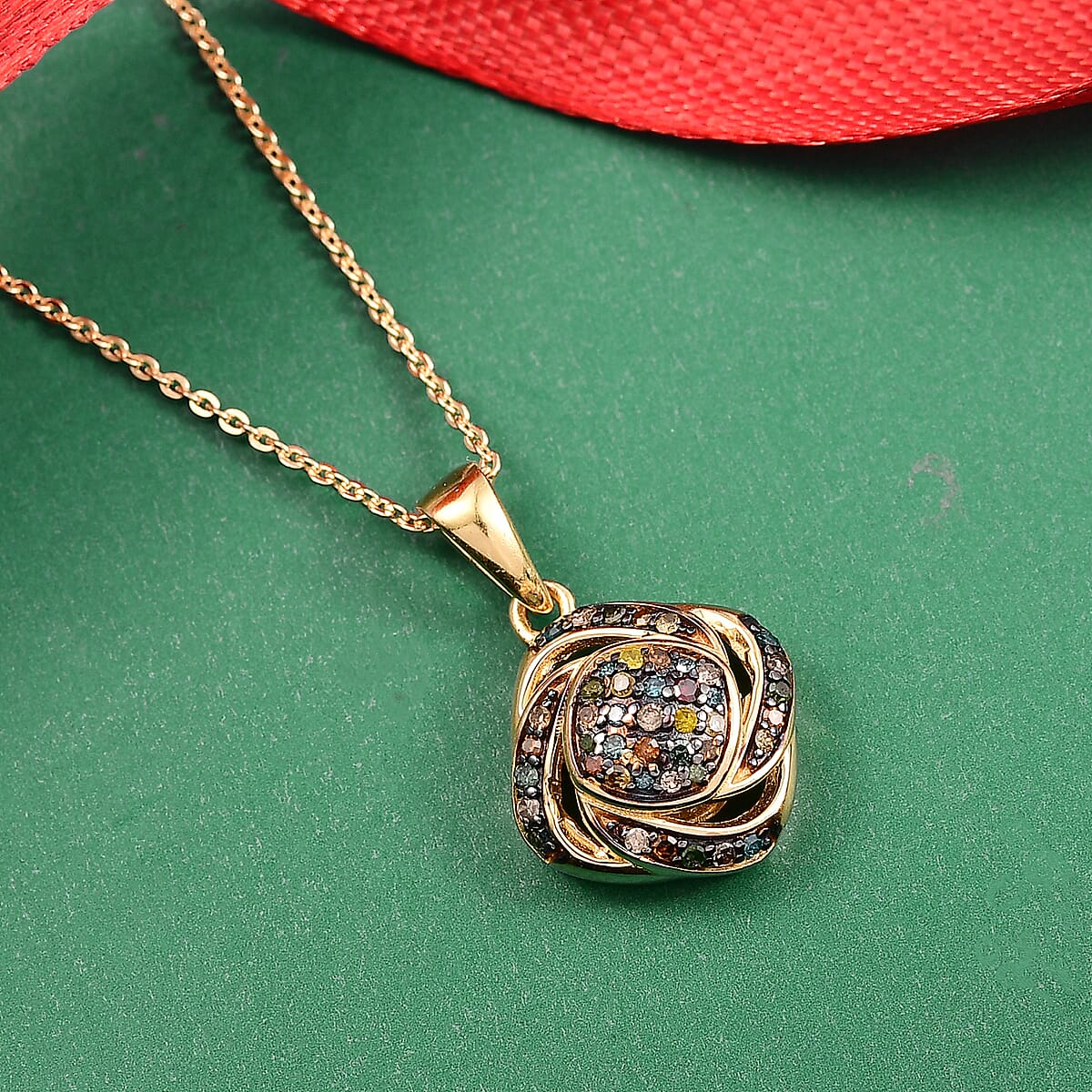 GP Celestial Dream Collection Multi Diamond 0.20 ctw Pendant Necklace in 18K Vermeil Yellow Gold Over Sterling Silver 20 Inches image number 1