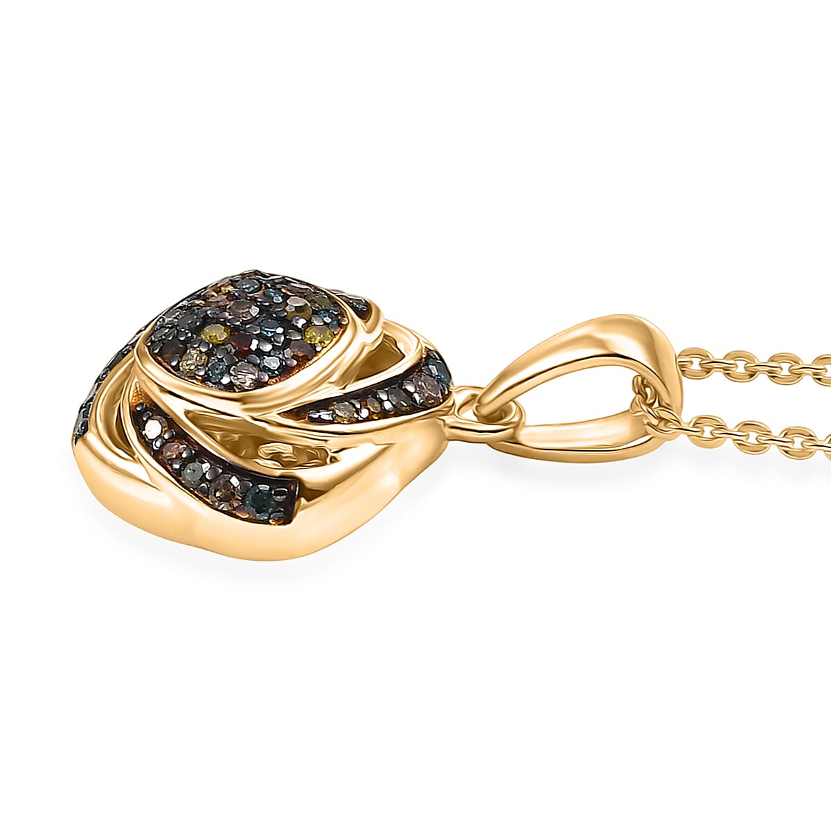 GP Celestial Dream Collection Multi Diamond 0.20 ctw Pendant Necklace in 18K Vermeil Yellow Gold Over Sterling Silver 20 Inches image number 3